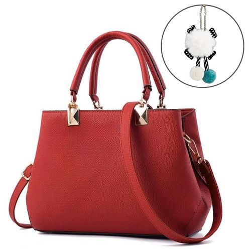 Bolso Cartera De Mano Morral Mujer De Cuero Pu Color Vino