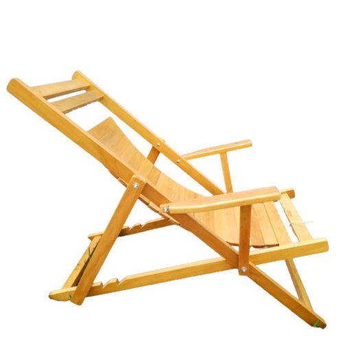 Silla Perezosa tumbona para terraza en madera  acabado pulido