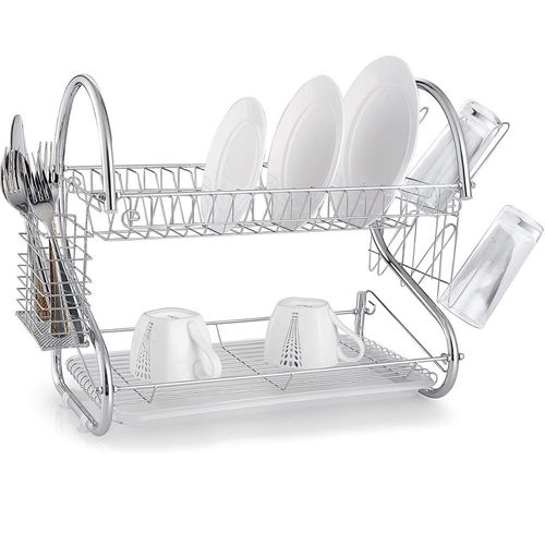 Escurridor de platos rack de cocina 2 niveles cromado