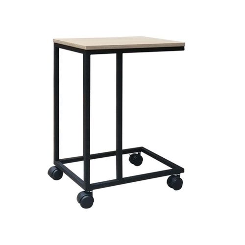 Mesa Auxiliar C/Garrucha Tipo C 50X30X65  Base Negro Rovere - Ziyaz