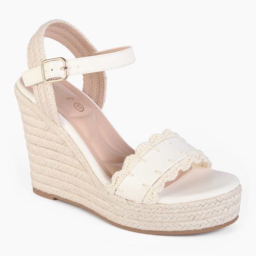 Sandalia Cuña Casual Mujer 8029 OFF WHITE