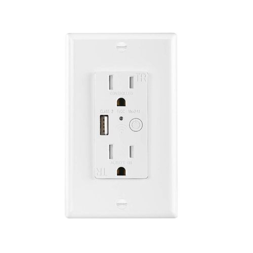 Tomacorriente de Pared Inteligente Tipo Americano con USB Wifi Blanco