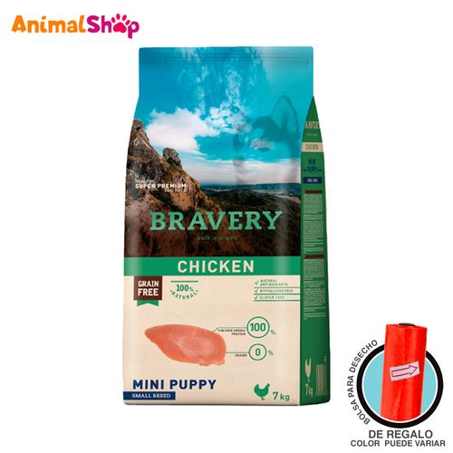 Comida De Perro Cachorro Bravery Raza Pequeña Pollo 7 Kg