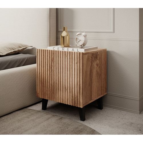 Velador Mesa de Noche Moderno Rogger color Marrón 1 puerta TU MESITA