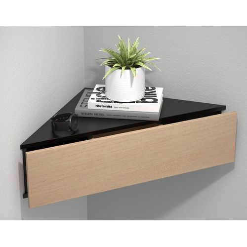 Velador Esquinero Flotante Sandy color Negro/Duna 1 cajón TU MESITA
