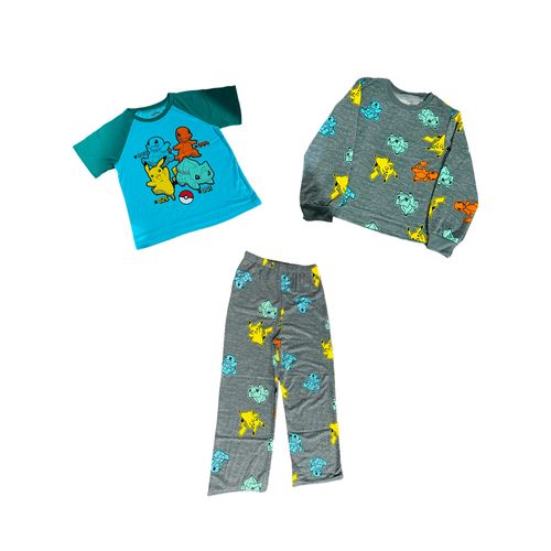 Pokemon Set de 3 Pijama Edicion Pikachu Talla 8 Niños