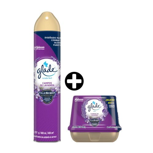 COMBO Limpieza Glade: Cubo Lavanda 180gr + Ambientador en Spray Lavanda 400ml