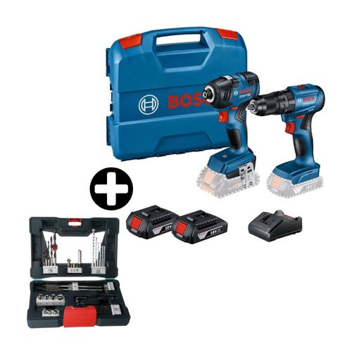 COMBO Herramientas Bosch: Taladro percutor inalámbrico 1/2" 18V GSB185-LI + Llave impacto GDR18V-200 + Set de brocas y puntas x-LINE 41 piezas