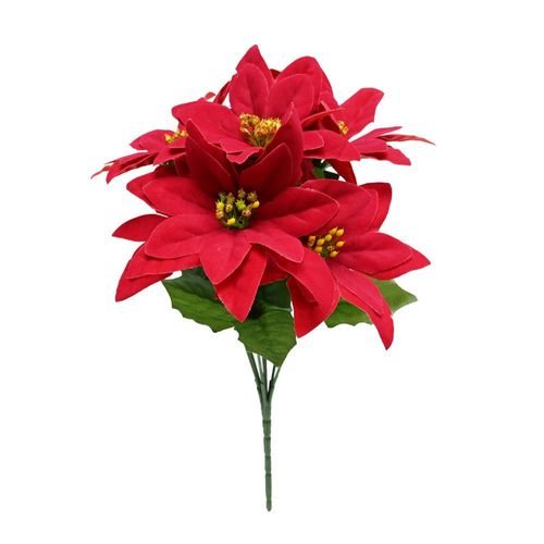 Flores De Navidad Arreglo Poinsettia Kaz Home X7 30Cm