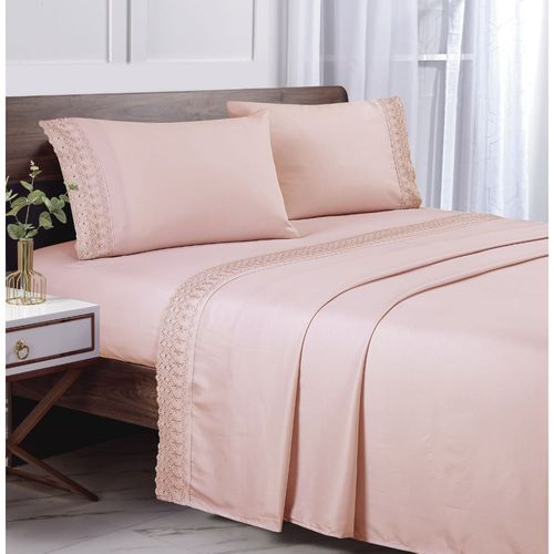 Sábana Blondas Rosado V3 Queen