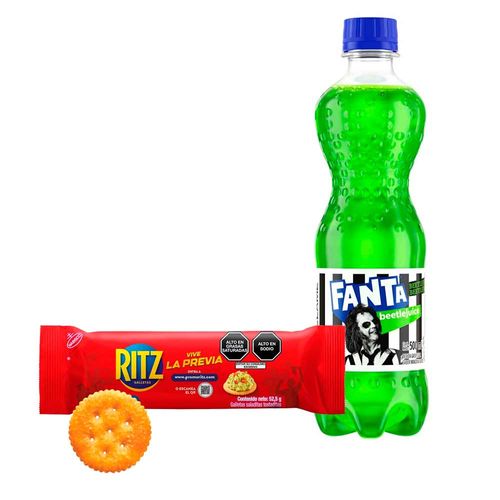 Pack Gaseosa FANTA Manzana Botella 500ml + Galletas Saladas RITZ Bolsa 52.5g