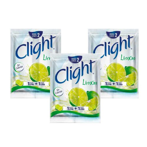 Pack Bebida Instantánea en Polvo CLIGHT Sin Calorías Sabor Limon en Sobre 14g x 3un