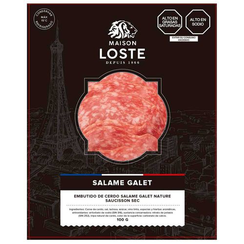 Embutido de Cerdo Salame Galet Nature Saucisson Sec MAISON LOSTE Paquete 100g