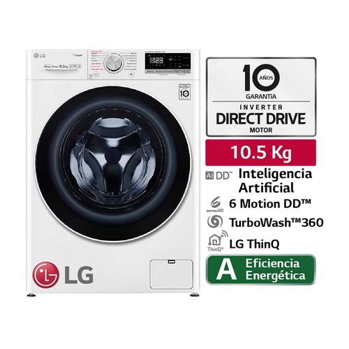 Lavadora LG WM10WVC4S6 AI DD Carga Frontal 10.5Kg Blanca