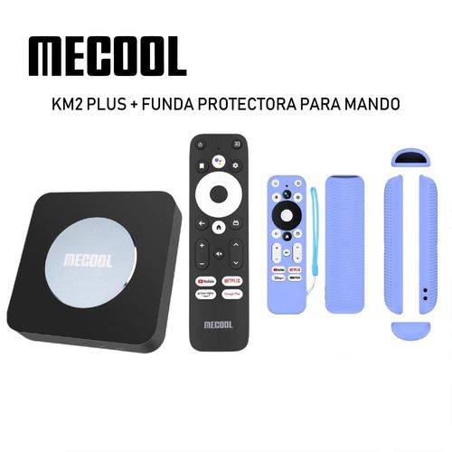 Mecool KM2 Plus Android TV 11 + Funda protectora para mando (AZUL LUMINOSO)