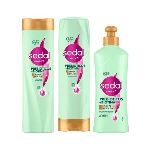 Pack SEDAL Prebióticos + Biotina Frasco Shampoo 340ml + Acondicionador 340ml + Crema para Peinar 300