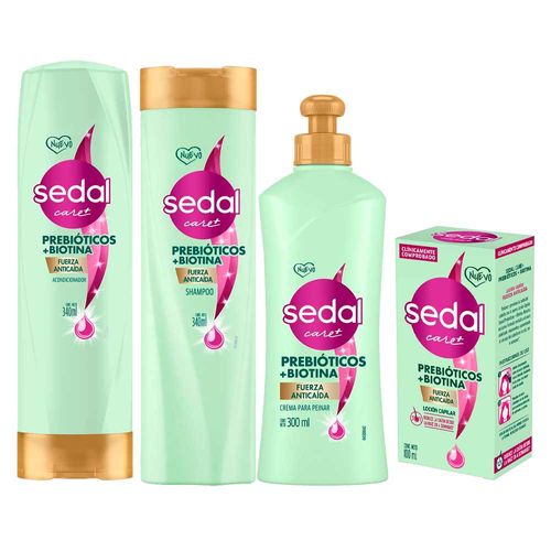 Pack SEDAL Prebióticos + Biotina  Shampoo 340ml + Acondicionador 340ml + Crema para Peinar 300ml + Loción Capilar 100ml