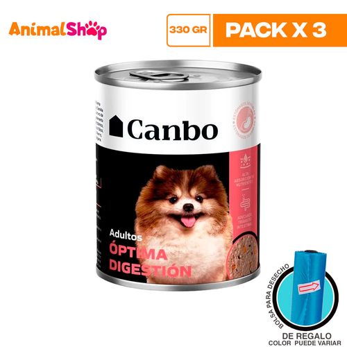 Canbo Pate Perro Adulto Optima Digestion Lta 330Gr X 3 Un