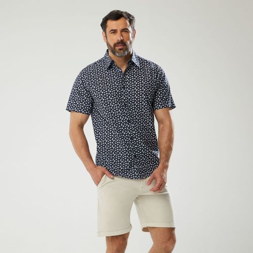 Camisa Madison Manga Corta Palmeras Hombre NAVY