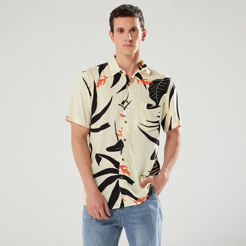 Camisa Hypnotic Manga Corta Tropical Hombre CREMA