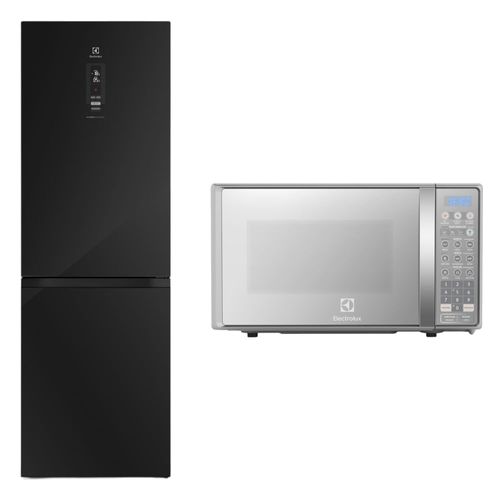 Combo: Refrigerador No Frost Bottom Freezer 323 Litros Negro ERBB32N2HXB + Microondas 20L (EMDO20S2GSRUG) Electrolux