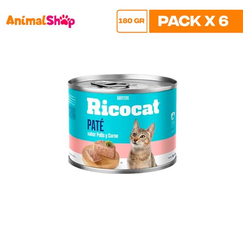 Ricocat Cachorro Pate Pollo Carne 180Gr X6 Un