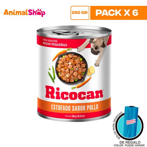 Ricocan Adulto Estofado Pollo Raza Pequeña Lta 290Gr X6 Un