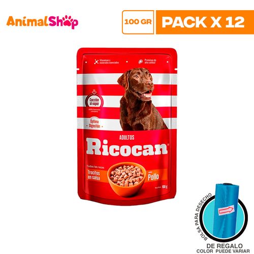 Ricocan Adulto Trocitos Pollo Pouch 100Gr X12 Un