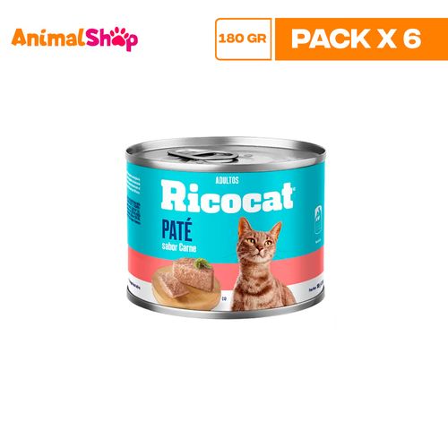 Ricocat Adulto Pate Carne 180Gr X6 Un