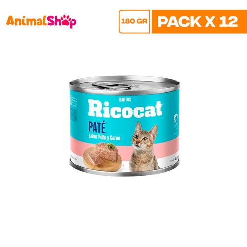 Ricocat Cachorro Pate Pollo Carne 180Gr X12 Un