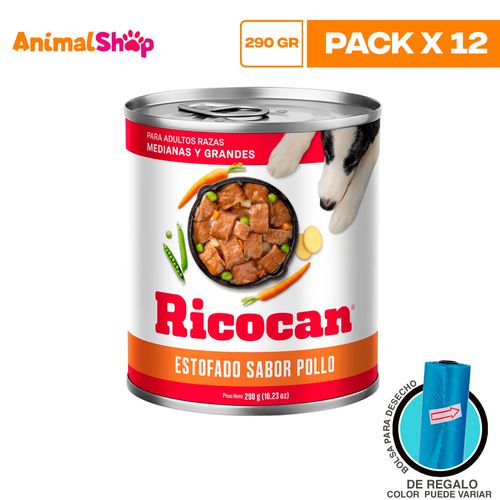 Ricocan Estofado Pollo Raza Mediana Grande Lta 290Gr X12 Un