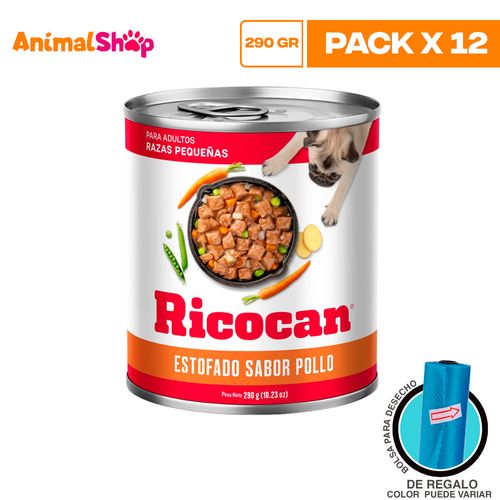 Ricocan Adulto Estofado Pollo Raza Pequeña Lta 290Gr X12 Un