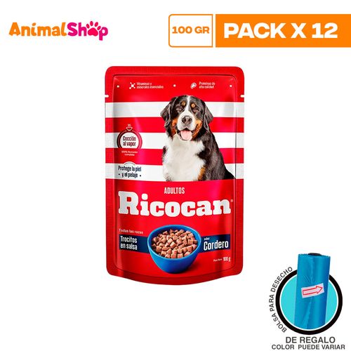 Ricocan Adulto Trocitos Cordero Pouch 100Gr X12 Un