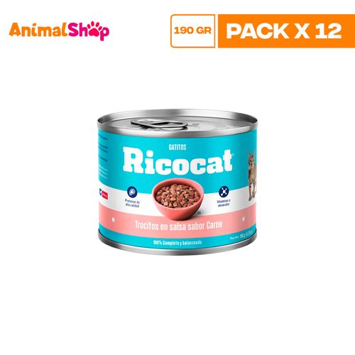 Ricocat Cachorro Trocitos En Salsa Carne Lta 190Gr X12 Un