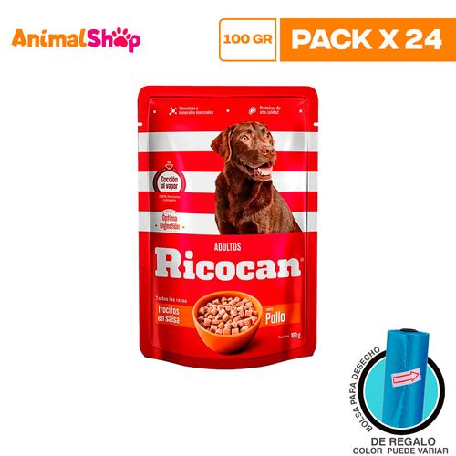 Ricocan Adulto Trocitos Pollo Pouch 100Gr X24Un