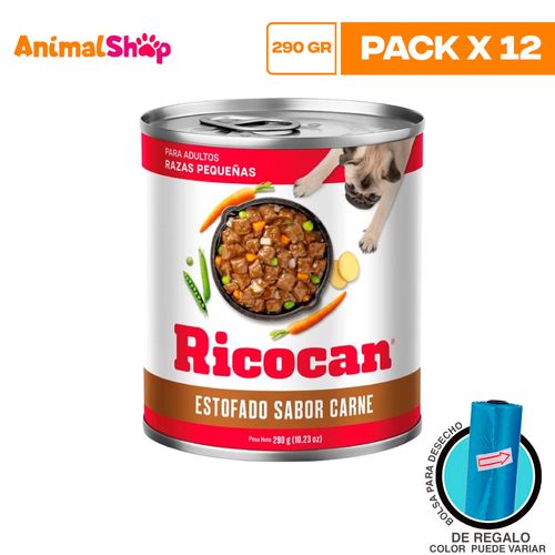 Ricocan Adulto Estofado Carne Raza Pequeña Lta 290Gr X12 Un