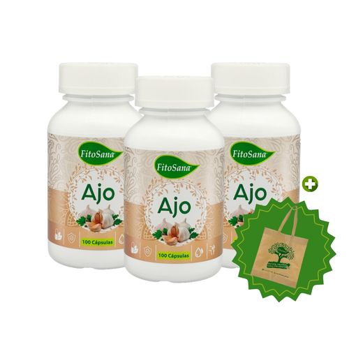 CAPSULAS DE AJO FITOSANA 100U (03 FRASCOS + BOLSA REGALO)