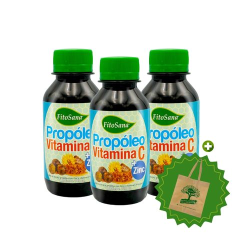 PROPOLEO VITAMINA C + ZINC FITOSANA 120CC (03 PROPOLEOS + BOLSA REGALO)