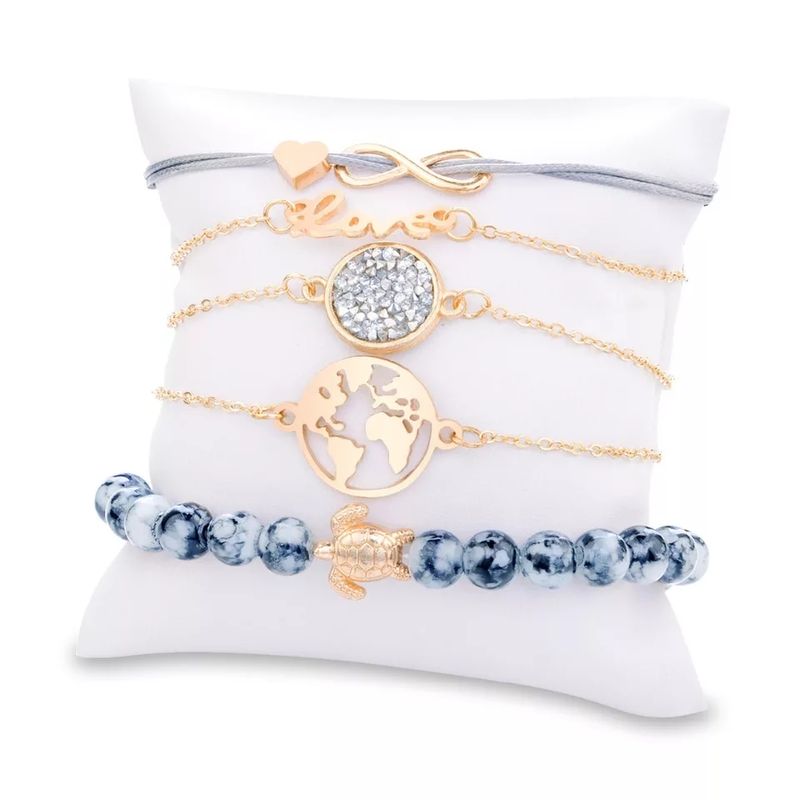 Set-x-5-pulseras-para-mujer-mapamundi-tortuga-infinito-love