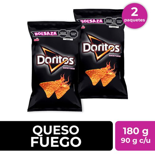 Pack Tortillas de Maíz DORITOS Queso Fuego Bolsa 90g x2un