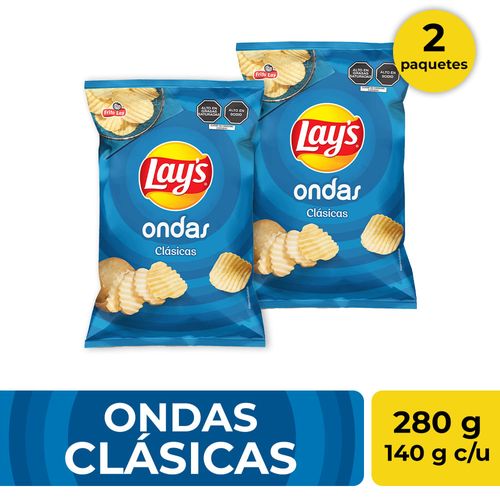 Pack Papas LAY'S Ondas Clásicas Bolsa 140g x2un