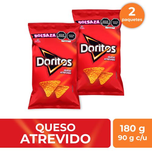 Pack Tortillas de Maíz DORITOS Queso Atrevido Bolsa 90g x2un