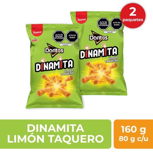 Pack Tortillas de Queso DORITOS Dinamita Limón Bolsa 80g x2un