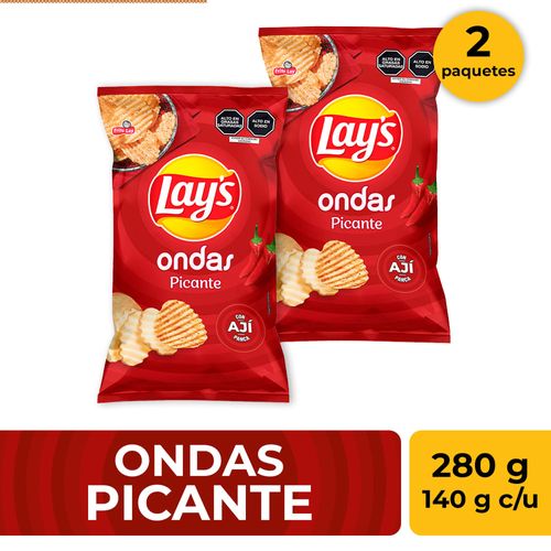 Pack Papas LAY'S Ondas Picante Bolsa 140g x2un