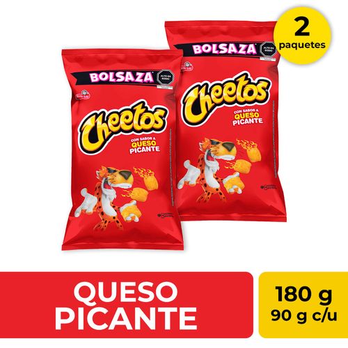 Pack Piqueos CHEETOS Queso Picante Bolsa 90g x2un