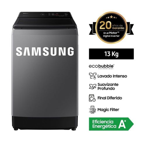 Lavadora Samsung WA13CG5441BDPE EcoBubble Carga Superior Gris 13 Kg