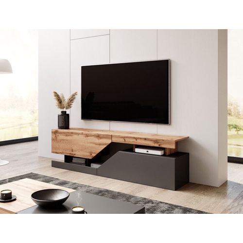Mesa de Tv Moderna Alexis 2 puertas color Negro/Roble TU MESITA
