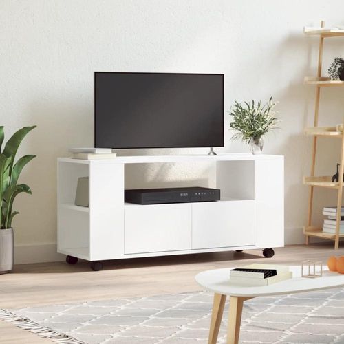 Mesa de TV TU MESITA Mika con Ruedas color Blanco 2 cajones