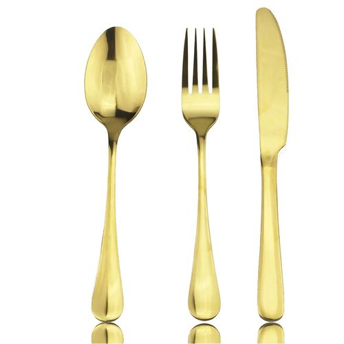 Set de Cubiertos acero inoxidable dorado tenedor cuchara y cuchillo