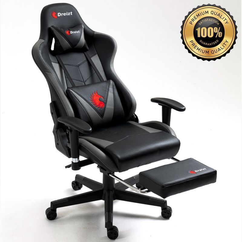 Silla-Gamer-Dreizt-Apolo-Series-Plomo-Pro-180°-Reclinable-Alta-Calidad-con-Posapies